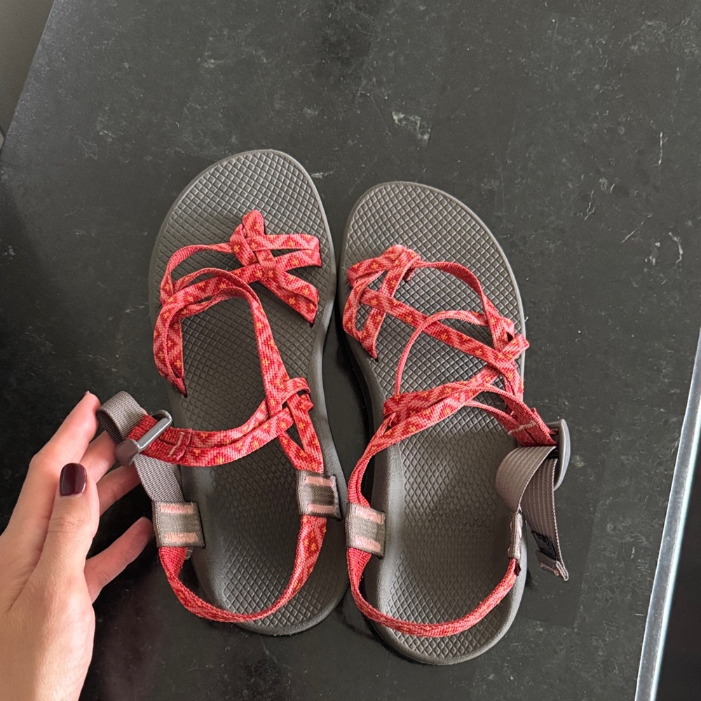 Chaco Red and Gray Athletic Sandals